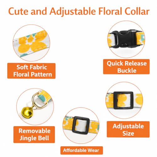 Image of Emily Pets Cat Collar Breakaway with Bell - Cute Cat Collars for Boy Cats and for Girl Cats, Kitten Collar Adjustable, Quick Release Safety Buckle (Color May Vary, 1 Piece)
