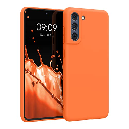 kwmobile Housse Compatible avec Samsung Galaxy S21 FE Coque - Housse de téléphone Protection Souple en Silicone - Orange fruitée