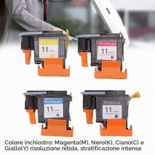 Yctze 4 Pezzi Testina di Stampa Magenta Ciano Giallo Testina di Stampa di Ricambio per HP Designjet 100 110 111 500 510 800 813 850 STABILE E AFFIDABILE
