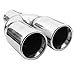 Produktbild Universell Auspuffblende Doppelrohr Endrohr Edelstahl Auto Endrohrblenden Auspuffendrohr Auspuffrohr Tuning Schalldampf Blende Sport Rund Chrom 60 mm