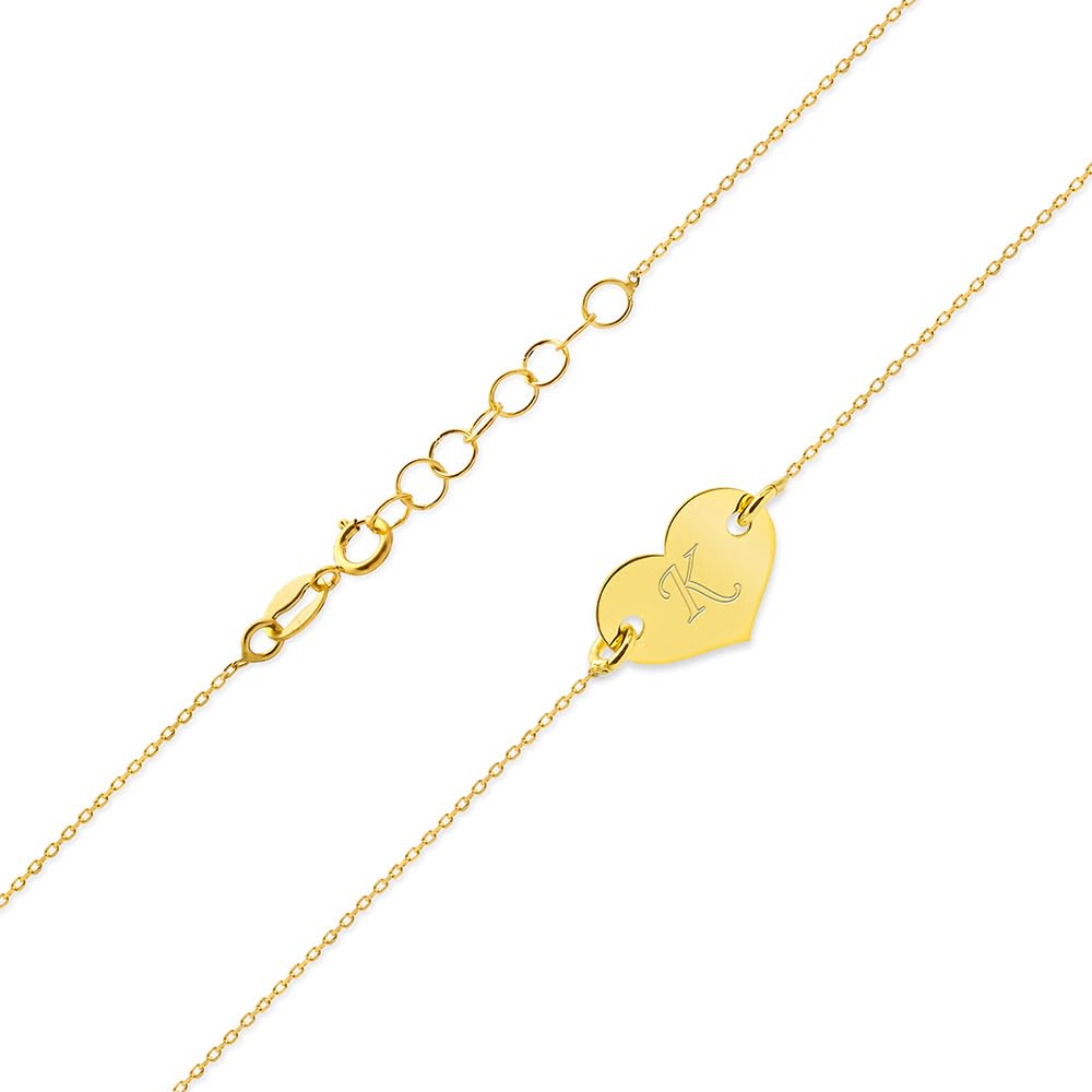 MARKO Bracciale da donna in oro 333 con cuore – vero oro 8 carati – bracciale da donna regolabile 17 – 19 cm – Personalizzabile con incisione regalo per donne