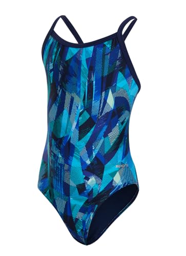 Sporti Athletic One Piece Swimsuit – Thin Strap Comfortable Training Bathing Suit with Durable Lycra Xtra Life Fabric, UPF 50+, Full Coverage for Girls Swim Team and Competitive Swimming - Blue - 24