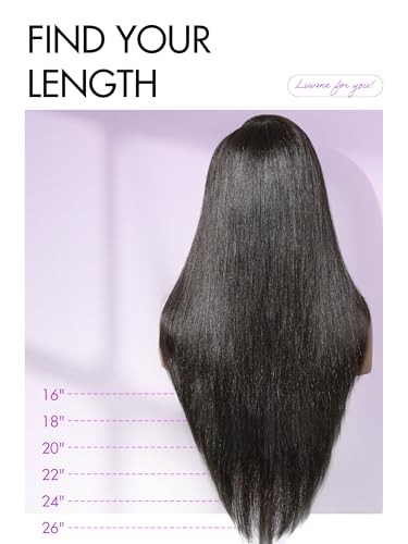 Image of LUVME HAIR 7x6 All-Day Comfor Wig PartingMax Lace Wigs 200% Density Yaki Straight Lace Front Wigs Human Hair Pre Cut Plucked Lace Frontal Glueless 26 Inches Natural Black Color