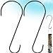 Gray Bunny GB-6812 Metal Tree Branch Hook, 12 Inch, Black, 2-Pack, Premium Extra Thick 1/5 Inch Diameter Rust Resistant Steel S-Hooks for Bird Feeders and Baths, Planters, and More