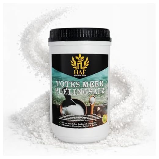 HAF – Totes Meer Peelingsalz (1 x 1 kg Dose) – Naturreines Körper-Peeling aus Jordanien. Für trockene Haut & Gesicht in Sauna, Dusche oder Dampfbad verwendbar, Vegan & ohne Zusatzstoffe