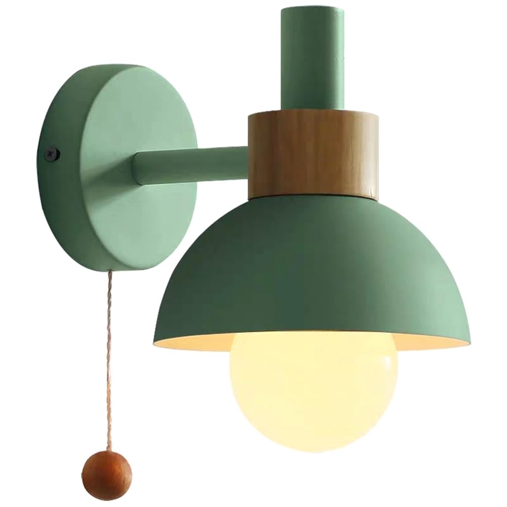 CTRLZS LED Wall Lamp with Switch Wood Sconce Lights Indoor Lighting Home Decor Bedside Bedroom Living Room with Bulb Easy to Use B