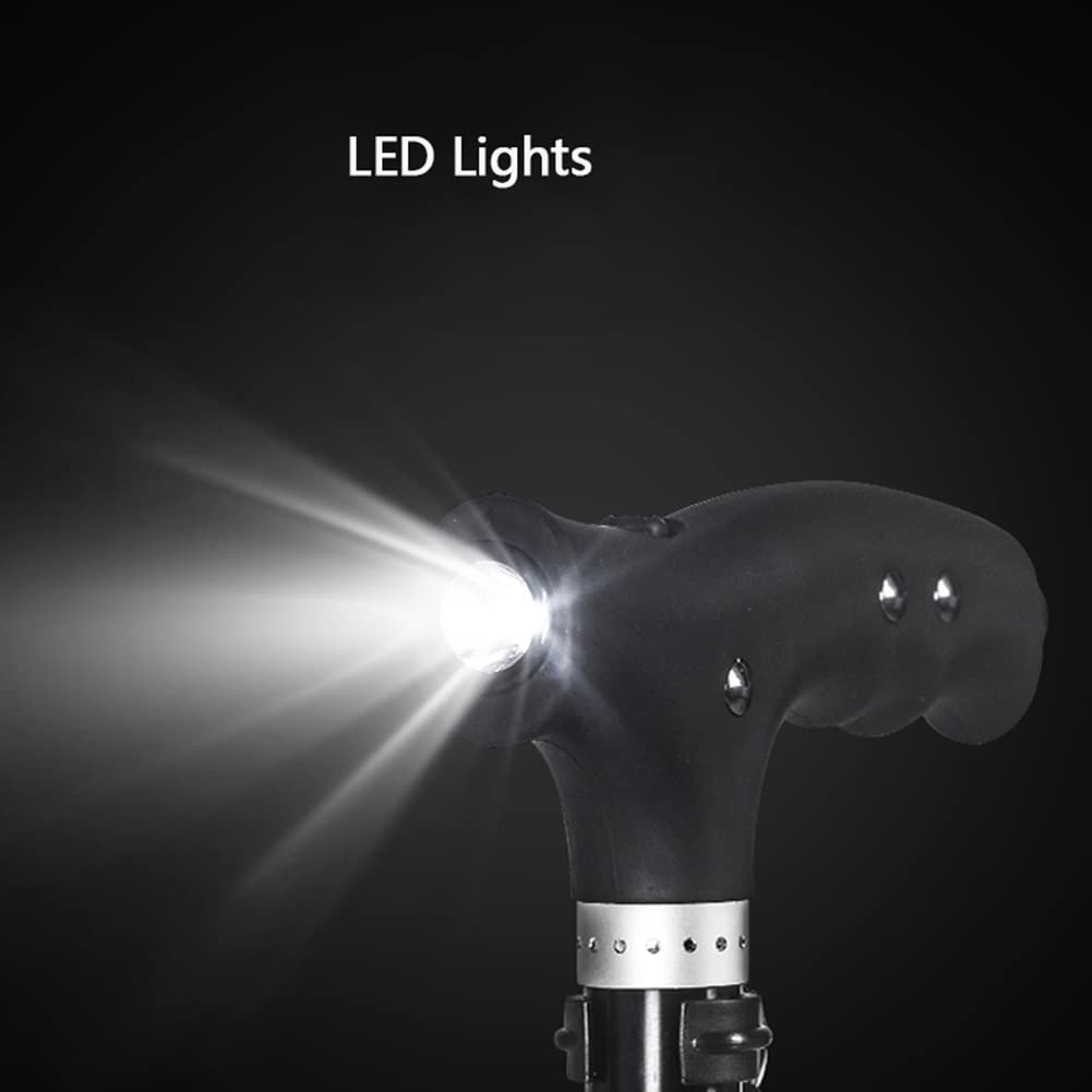 Bastón para Caminar para Hombres y Mujeres, bastón Independiente con luz LED, bastón de Viaje liviano, Bastones de Aluminio para Personas Mayores y Adultos