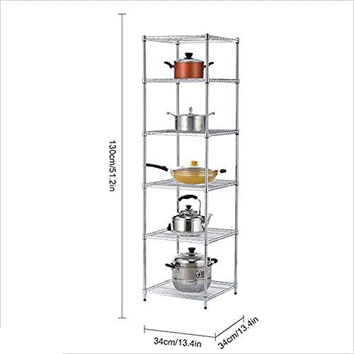 5-Stufiges Regal Bodenstehendes Küche Badezimmer Quadratisches Regal, Edelstahl Gemüselagerregal, Silber 35 * 35 * 130… – Bild 3