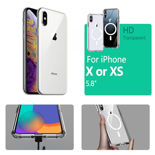 Image of ONES Magnetic for iPhone X /Xs Slim Case, [Compatible with MagSafe] [Military-Grade Drop Protection][Anti-Yellowing], Shockproof Protective Cover for iPhone X /Xs, Scratch-Resistant Back, Transparent