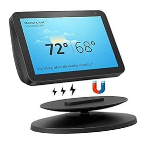 TUTUO Supporto Regolabile per Echo Show 8 / Echo Show 5. Rotazione a 360 Gradi, Base dell’altoparlante Magnetico Echo (Nero)