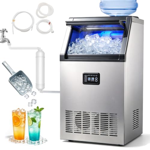 Image of 150lbs /24h Commercial Ice Maker, 30lbs Storage Bin, 2 Water Inlet