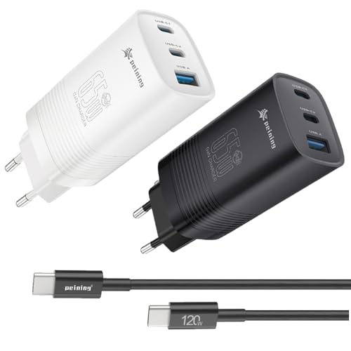 Carregador Turbo de 65W com Três Saídas USB-C e USB, Compatível com Apple iPhone/iWatch/AirPods, iPh