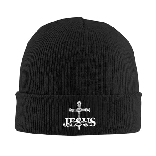 Jesus Christian Faith Cross Helps Map Knit Hat Warm Fashionable Cuffed Knitted Hat Winter Beanies Skull Caps Unisex Vintage Full Cover Cap Black