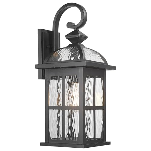 Darkaway Large Outdoor Wall Light, 22inch Exterior Light Fixture with Water Ripple Glass, Aluminum Outside Lights Sconces Exterior Lighting for House Porch Patio Doorway Garage