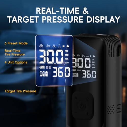 Blazing-Fast Portable Tire Inflator – Cordless Air Compressor with Digital Gauge, LED Light, Power Bank & Auto-Shutoff for Car, Motorcycle & Bicycle Tires - Image 6