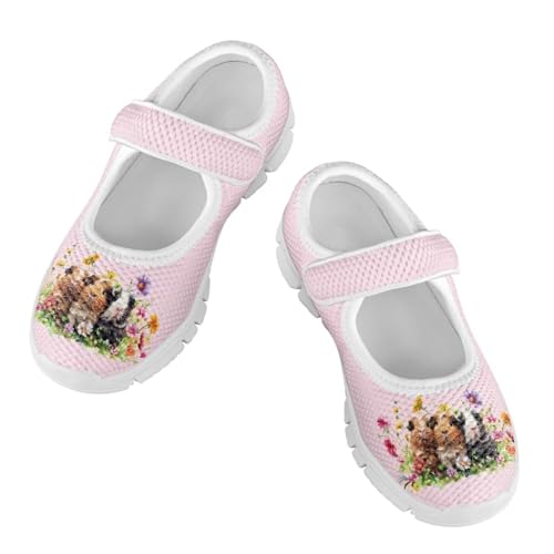 JoyLamoria Guinea Pig Floral Print Toddler Girls Dress Shoes Lightweight Mary Jane Shoes for Girls Anti Slip Ballet Shoes Soft Flats Sneakers2