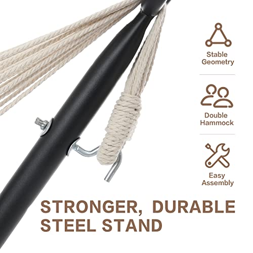 Image of PNAEUT Double Hammocks with Stand for Outside, Portable Space Saving Heavy-Duty Steel Stand for Indoor Outdoor Patio with Carrying Bag, 450 lbs Capacity (Lightblue)