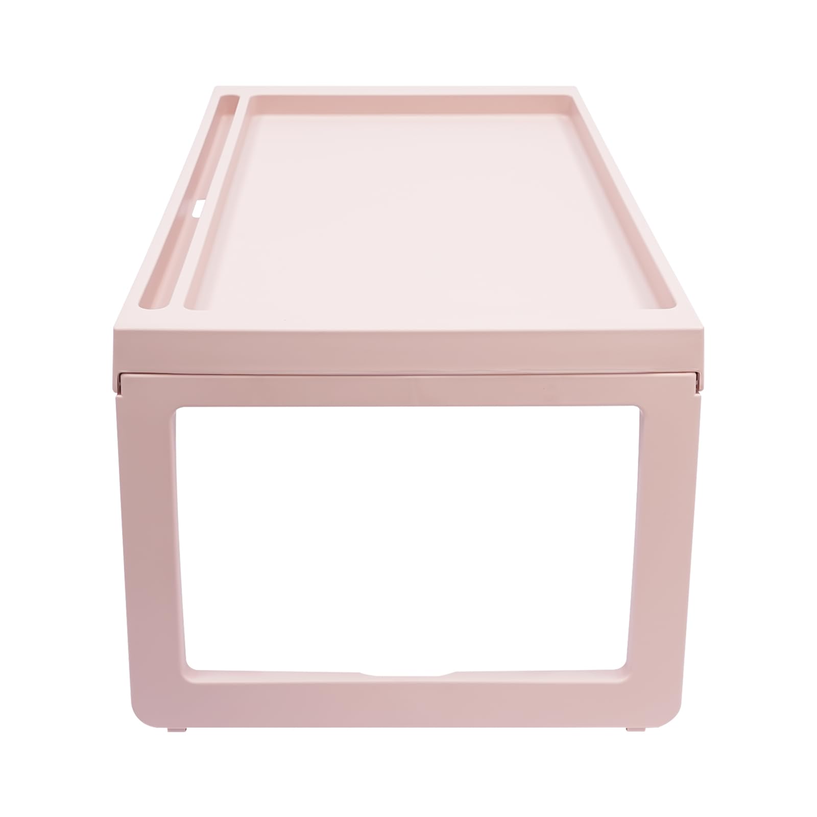 OUKANING Juego de 4 mesas plegables de plástico para cama, mesa para ordenador portátil, mesa para sofá, cama, soporte para tablet con ranura de carga, para comida, lectura, oficina en casa, plegable