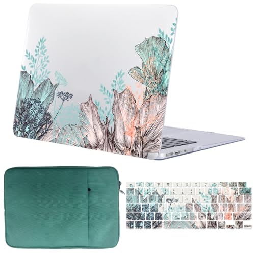 Funda para MacBook Air 13 con maletín y cubre teclado para modelos A2337 M1 A2179 A1932 diseño Flores