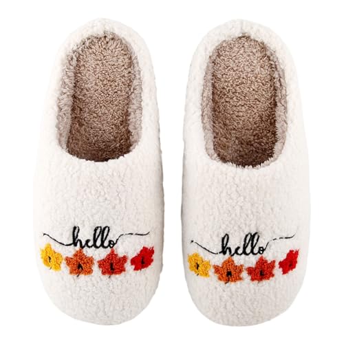 Womens Mens Halloween Pumpkin Slippers Spooky Lantern Plush Warm Slippers Indoor Outdoor Memory Foam House Home Winter Shoes