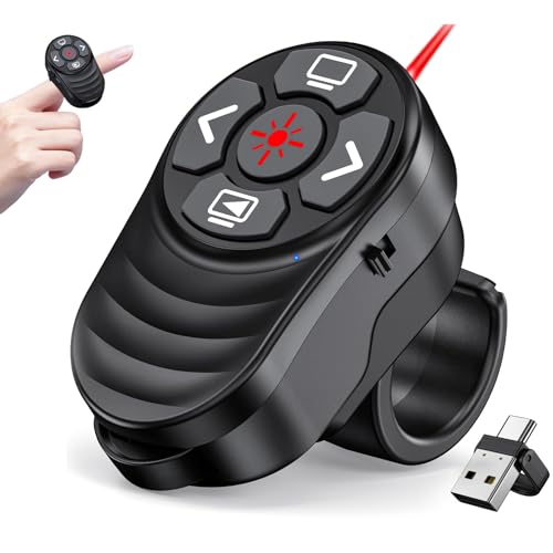 Image of Dinofire USB Type C Wireless Presenter Remote Presentation Laser Pointer Finger Ring PowerPoint Clicker-Slide Advancer for Mac Laptop Class Office
