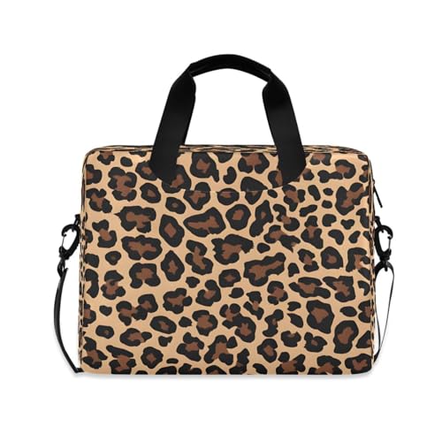 Borsa per computer portatile con texture leopardata con stampa animalier, per donne e uomini, borsa per computer portatile, valigetta per notebook da 14/15,6/16 pollici, borsa a tracolla per ufficio,