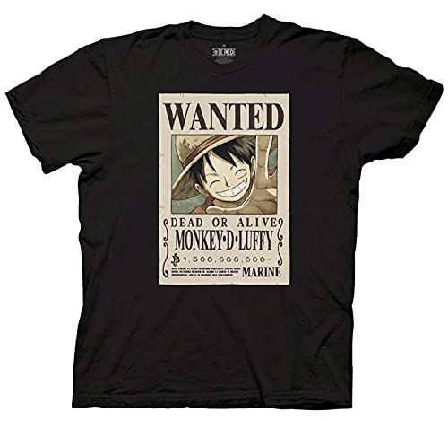 Ripple Junction One Piece Luffy Full Wanted Poster Anime Adult Short Sleeve T-Shirt Black