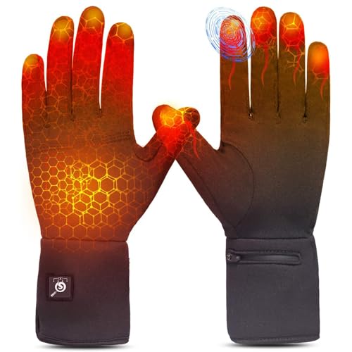 Heated Glove Liners for Men Women, Long-Lasting Anti-Freeze Battery, Flexible Ultrathin, Touchscreen Rechargeable Thin Electric Liners for Typing, Cycling, Hiking, Skiing & Winter Outdoor Work