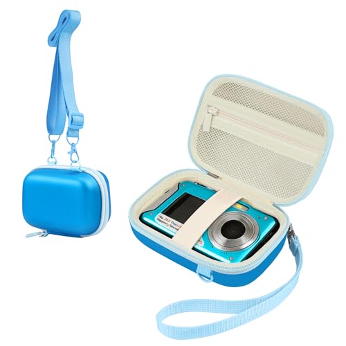 Funda protectora impermeable para cámara, carcasa rígida azul