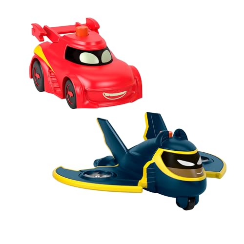 Fisher-Price DC Batwheels Light-Up 1:55 Scale Toy Cars 2-Pack Redbird and Batwing Preschool Pretend Play Ages 3+ Years HML26