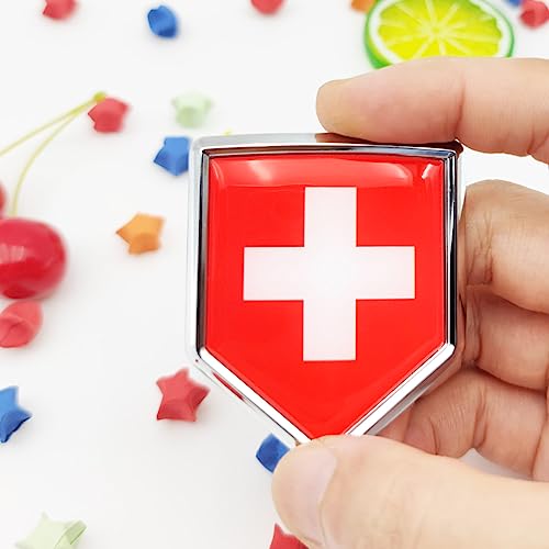 Bandera de Suiza cromada Overdecor para personalizar parachoques de coche 2