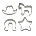 Western Cowboy Cookie Cutter Set Cowboy Hat Star Horseshoe Pony Classic Shape Fondant Pony Cakes Cutters for Kids Party Tin Plated Steel 4 Piece by SHXSTORE