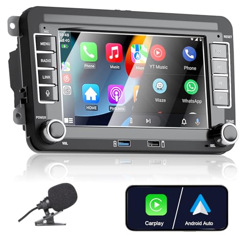 [Upgrade] Liulbobu Wireless Carplay Car Radio for VW Passat Golf 5 6 Polo MK5 T5 Skoda Jetta Caddy EOS Touran Android Auto, 7 inch Bluetooth Double din Car Stereo for/FM/AM/USB/RDS/High Power
