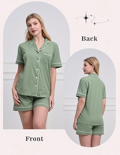 Image of NAP BOUND 100% Cotton Pajamas for Women Sets 2 Pieces Pjs Button short sleeves with Pockets Soft Sleepwear Loungewear XS-XXL