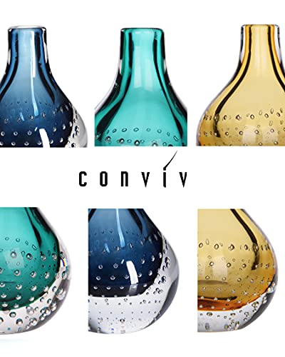 CONVIVA Glass vase Decorative Gift Decor Blown Art Gold Color Bud 5.3 inch H - Image 4
