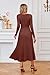 Arach&Cloz Fall Winter Womens Sweater Dress 2025 Long Sleeve V Neck Cashmere Ribbed Knit Tie Waist Pleated A Line Pullover Fashion Belt Midi Clothes Brown Red L