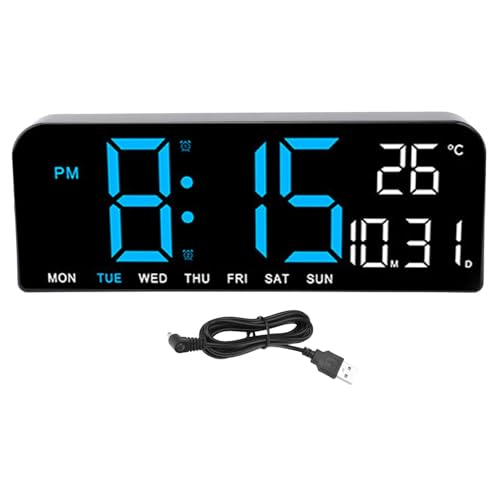 Reloj de escritorio LED con brillo ajustable y temperatura interna Qcwwy 2