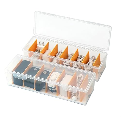 2 StüCk Kabel Organizer Box Ladekabel Organizer Kabelorganizer Box Mit 7 Verstellbaren TrennwäNden Für Büro Zuhause Schreibtisch