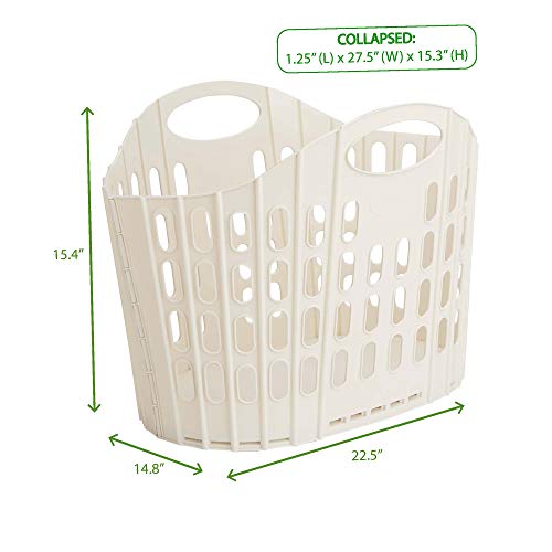 Mind Reader Folding, Collapsible Laundry, Foldable Storage, Bathroom, Bedroom, Home, Ivory 38 Liter Basket - Image 3