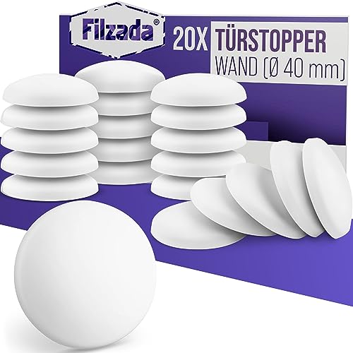 Filzada ® 20x Türstopper Wand selbstklebend weiß - Türpuffer zum Wandschutz - Für Türklinken zum Stoßschutz gegen Türanschlag