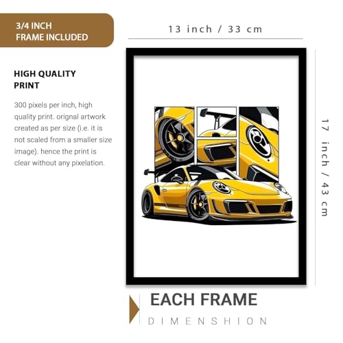 Image of kotart Big Sports Cars Framed Posters Gift Items for Boys Room Wall Decoration Bedroom Living Room Office Studio Decor | Car Poster Frame for Wall Decor Set Of 3 Size (13 X 17 inch)