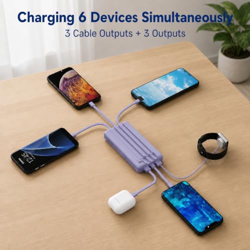 Cargador portátil 10000mAh con 4 cables integrados y carga rápida 22.5W miniatura 4