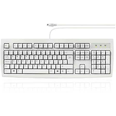 perixx PERIBOARD-107 Wired PS2 Full Size Performance Keyboard, UK QWERTY, White Cover