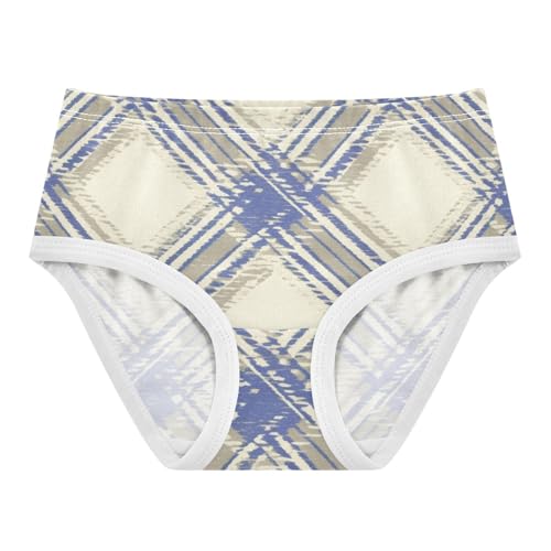 Girls' Breathable Triangle Panties Toddler Cotton Underwear for Girls Modern Plaid Design in Sizes 2T,3T, 4T, 5T, 6Y and 8Y