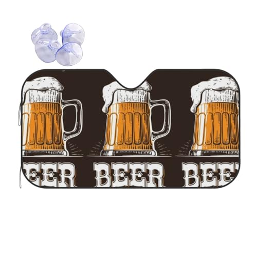 Beers & Chill 面白い ビールみたい 車用フロントサンバイザー 日よけ サンシェード 人気 かわいい おしゃれ 吸盤式 Uvカット 断熱 軽自動車用 折りたたみ 便利 収納簡単 アニメ カー用品 夏冬 オールシーズン 対応 S