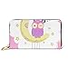 Produktbild JHGFG Mode Handtasche Reißverschluss Brieftasche Eule sitzt auf Mond Telefon Kupplung Geldbörse Abendkupplung Blockieren Leder Brieftasche Multi Card Organizer