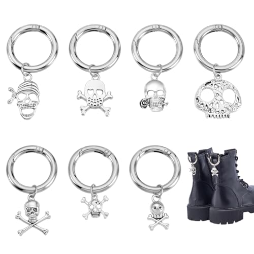 AHANDMAKER 14 dijes góticos para zapatos de 7 estilos, cadena gótica para zapatos de lona, colgantes de botas góticas punk, bolsa de estilo tibetano, accesorios punk, clip de decoración para mujer