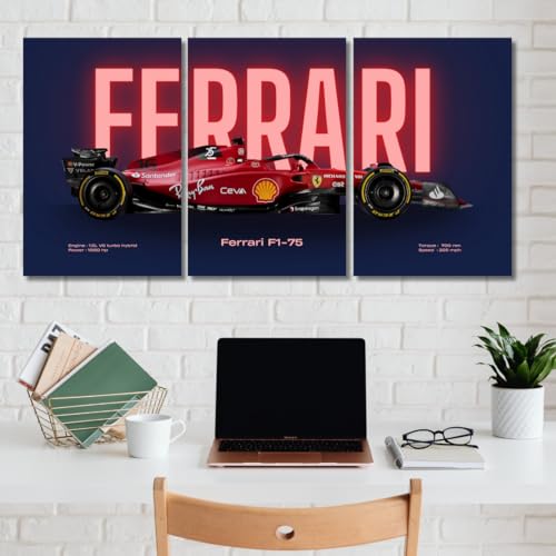 Image of Good Hope Ferrari F1 Car Poster 3 Piece Car Split Posters Set for Room, Wall Art Home, Office, Living Room, Bedroom, Sports and Study A4 Formula1 Posters Wallpaper Sticker Wall Decorations