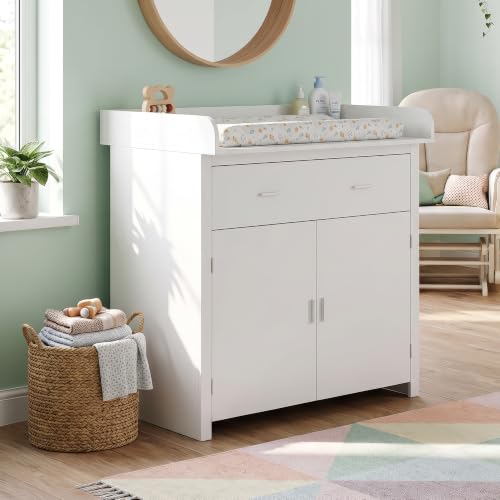 [en.casa] Cómoda Cambiador bebé Starler 2 en 1 104x96x77 cm Blanco