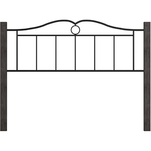 Hillsdale Dumont Metal Full Headboard With Double Arched Scroll Design And Wood Posts With Frame, Textured Black #TOP11